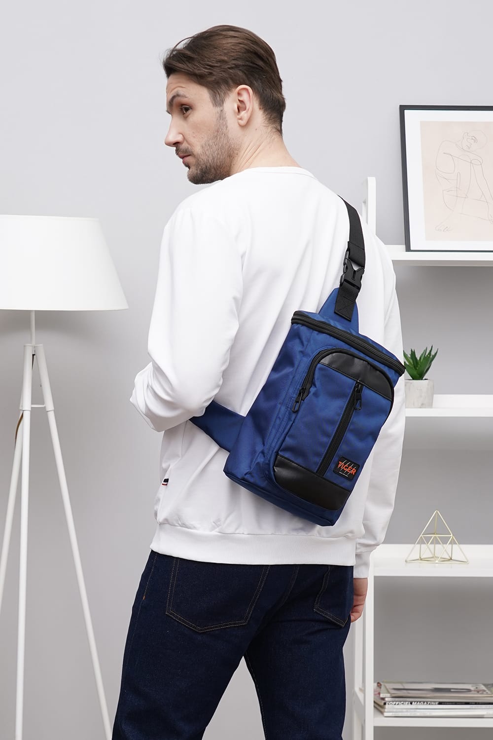 Сумка через плече Tiger Mono Темно-синій (Гучі)