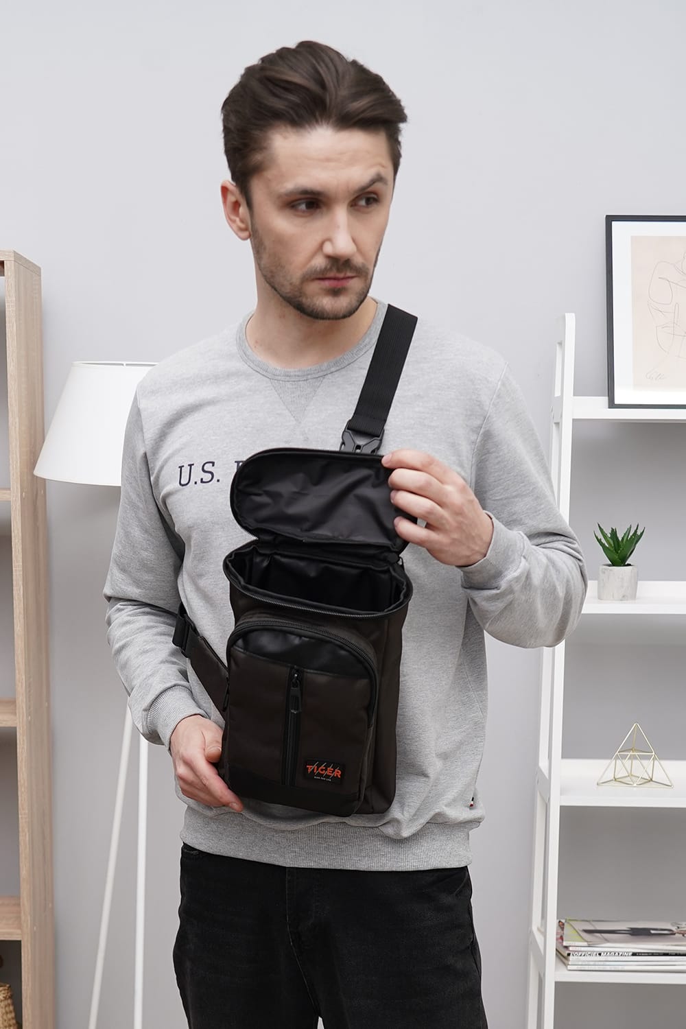 Сумка через плече Tiger Mono Хакі темний (Гучі)