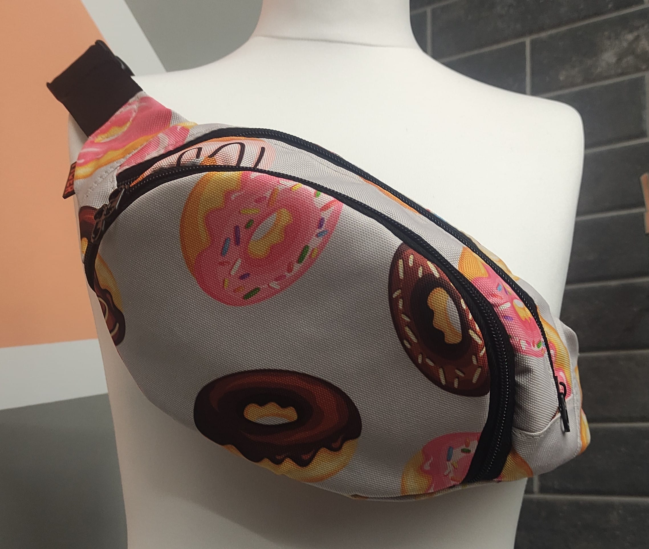 Сумка бананка Tiger Moon Print+ Пончики білі