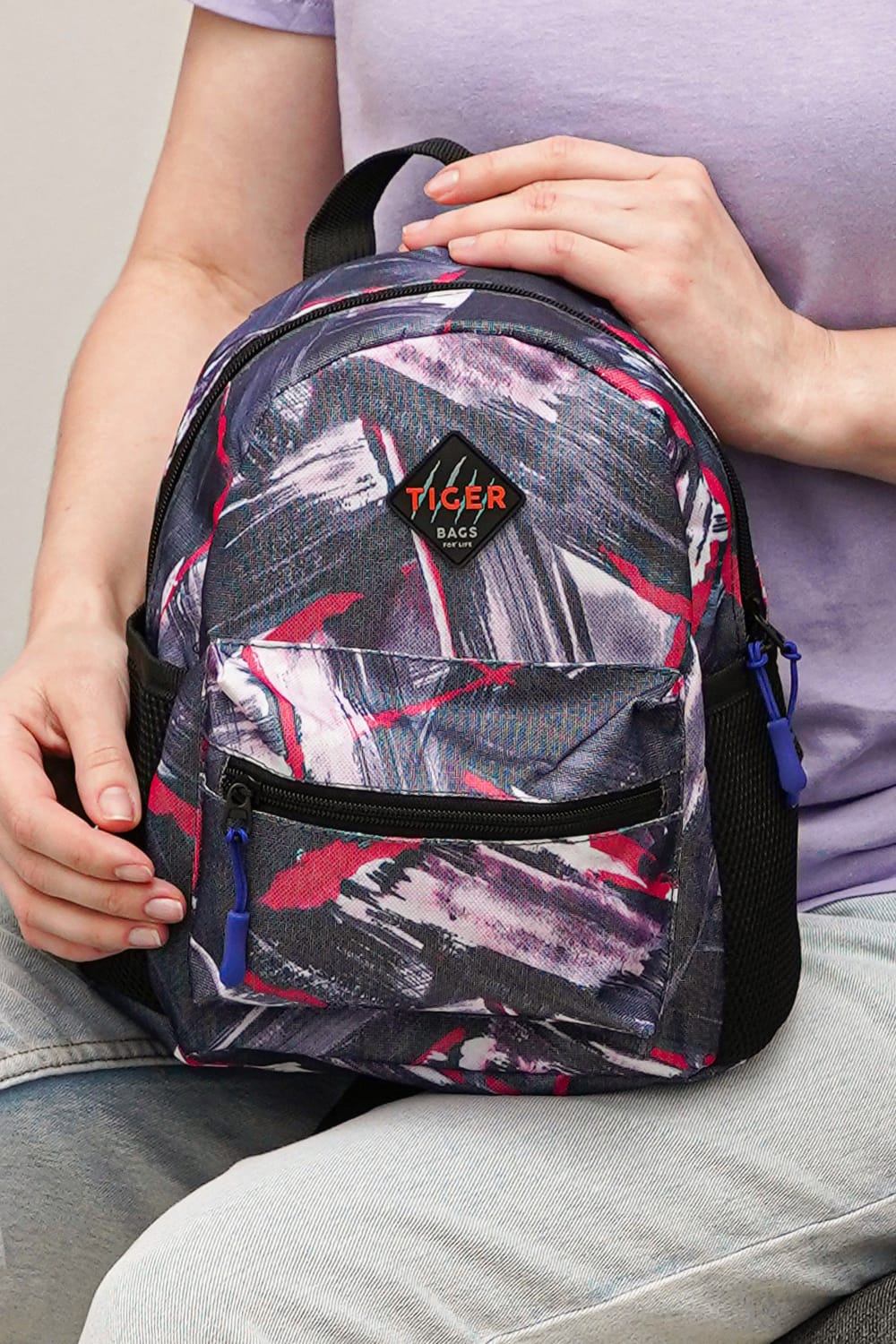 Рюкзак Tiger Baby Print+ Джинс рожевий