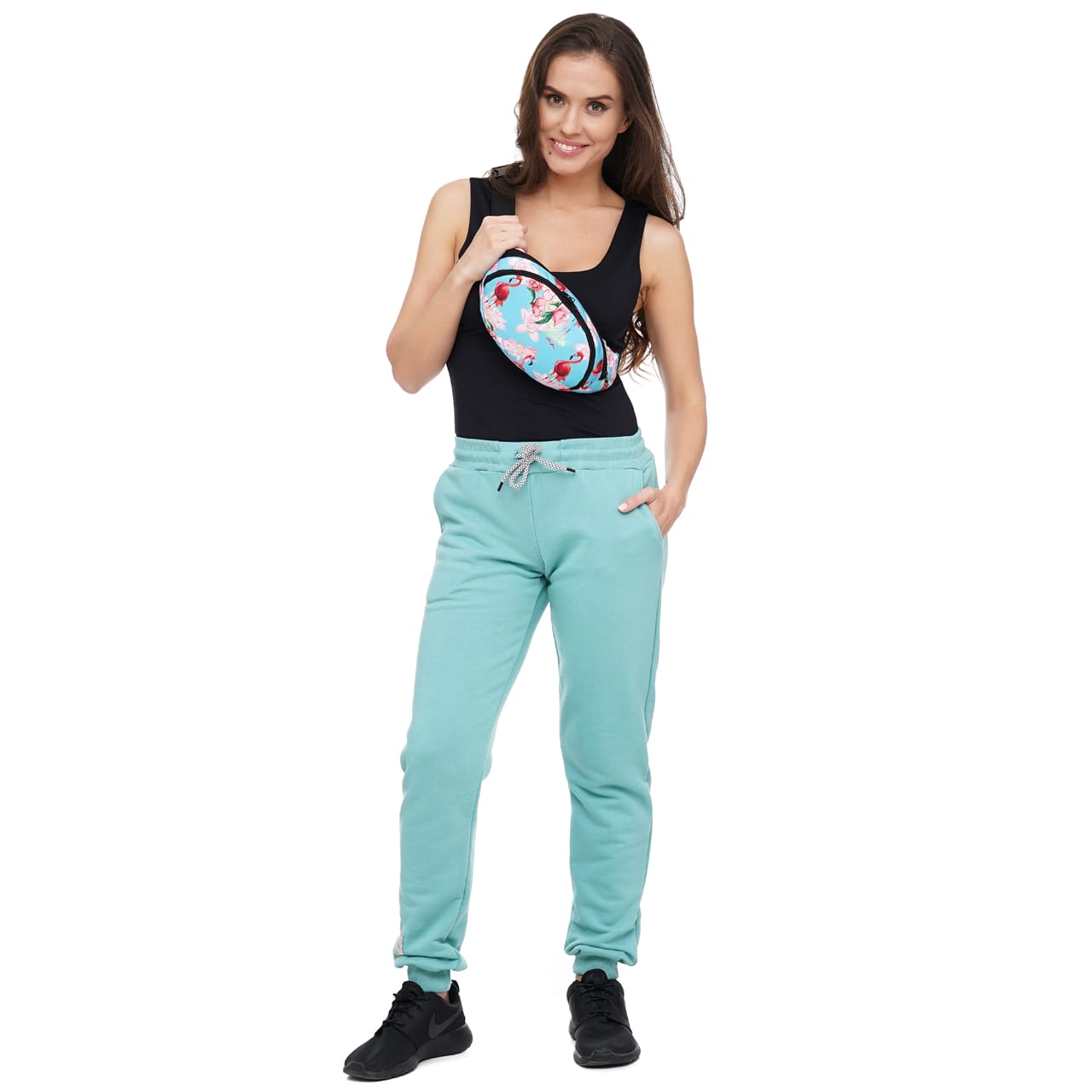 Сумка бананка Tiger Moon Print+ Фламінго блакитний