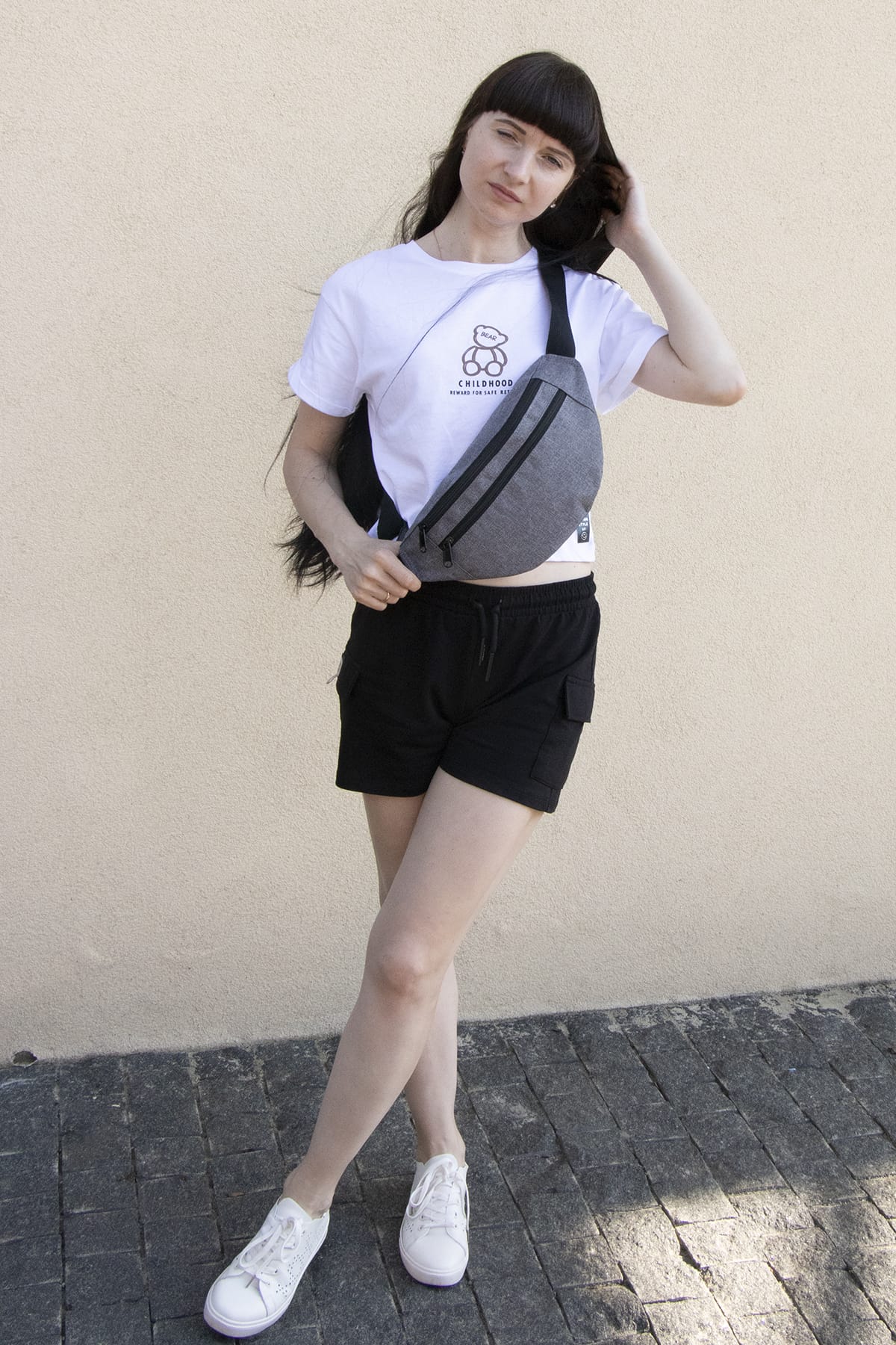 Сумка поясна Tiger Twix Print Котон сірий