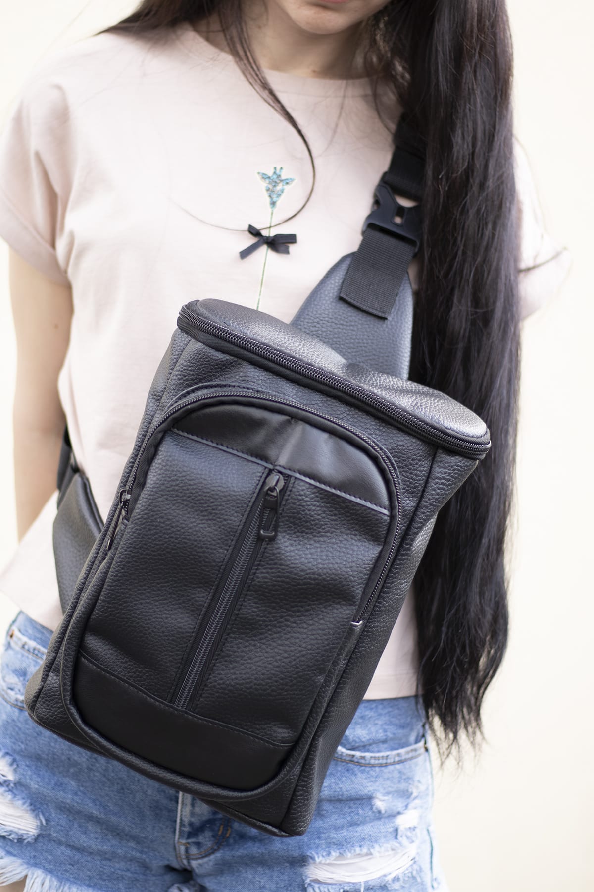 Сумка через плече Tiger Mono Pearl Чорний текстурний-2