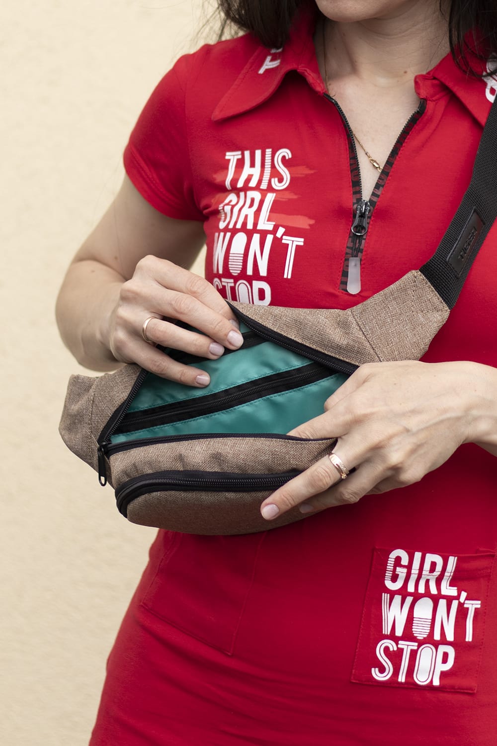 Сумка бананка Tiger Moon Print Котон койот